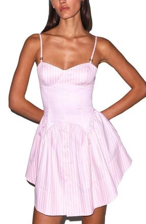 Fleur du Mal Poplin Corset Mini Dress in Bubblegum Stripe at Nordstrom, Size X-Small