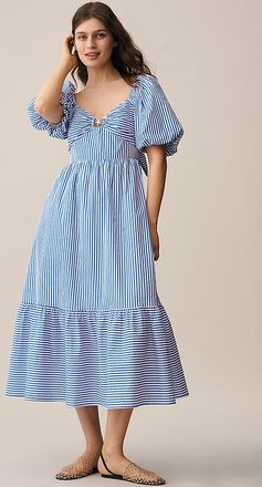 English Factory Puff-Sleeve Sweetheart A-Line Midi Dress