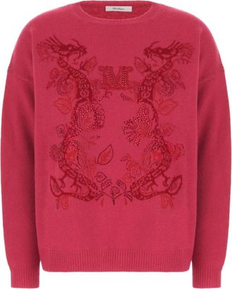Max Mara Stijlvolle Gebreide Kleding Collectie - Dames - Ronde hals truien - Rood - XL - Wol - Truien & Vesten
