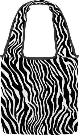 Generic Zebra Stripes Reversible Canvas Shoulder Tote - Double-Sided Print, 12oz Cotton, 27cm Drop, Fold-Flat Bag for Travel, Shopping, Street Outings