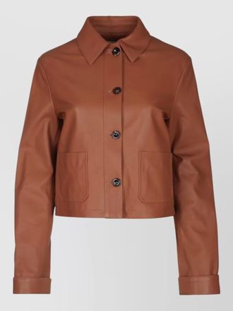 Jacob Cohen leather jacket collared neck front pockets