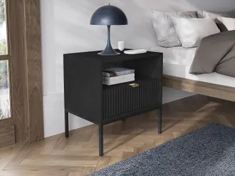 Pascal Morabito Comodino 1 cassetto e 1 nicchia Nero - LIOUBA di Pascal Morabito