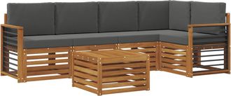 vidaXL Conjunto De Sof&aacute;s De Exterior 6 Uds. Natural Y Antracita Vidaxl
