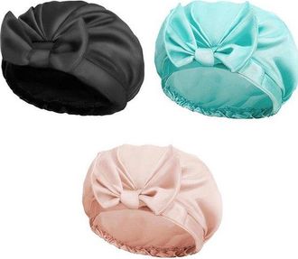 OEM Gorro De Seda De 3 Piezas Para Mujeres Que Duermen, Gorro De Sat&eacute;n, Forro De Sat&eacute;n De Doble Capa, Para Cabello Rizado