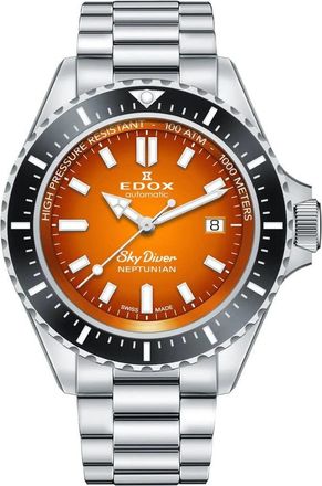 Edox Skydiver Neptunian Automatic Orange Dial Mens Watch 80120 3NM ODN