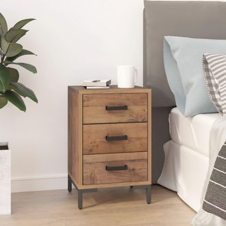 vidaXL Vidaxl - Mesita De Noche Madera Maciza Pino Reciclada Marr&oacute;n 40x30x55 Cm