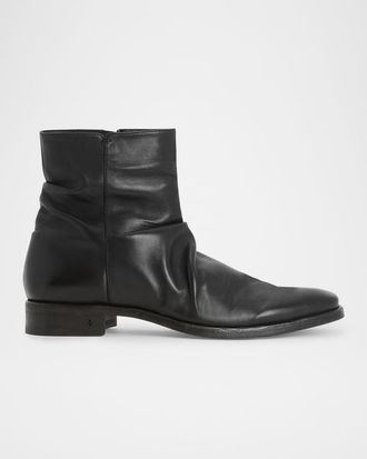 John Varvatos Mens Morrison Sharpei Leather Zip Ankle Boots