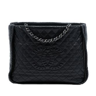 Chanel Black CC Quilted Calfskin Istanbul Tote