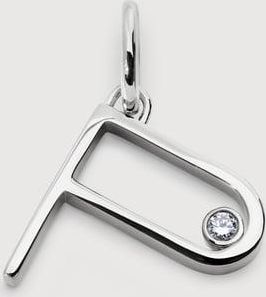 Monica Vinader Sterling Silver Solitaire Diamond Initial P Pendant Lab Grown Diamond