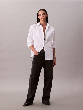 Calvin Klein Jeans Calvin Klein Womens Poplin Relaxed Button-Down Shirt - White - XS