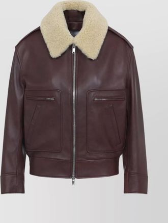 Bottega Veneta nappa leather blouson shearling collar