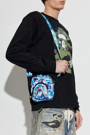 A Bathing Ape Shoulder Bag With Print, Mens, Blue