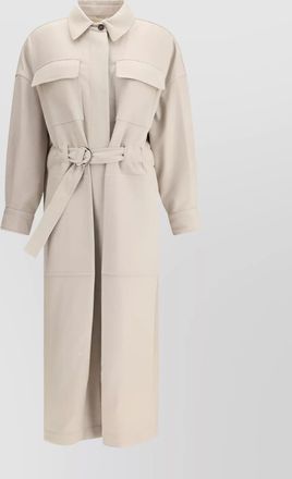 Brunello Cucinelli silhouette-defining long coat with adjustable waistband