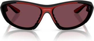 Ferrari 73mm Cat Eye Sunglasses in Black Matte /Red Contrast Pro at Nordstrom