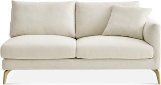 Castlery Lena Right Facing 2 Seater Sofa, Cream, Brass Legs, Spill-Resistant, Removable Covers for Women