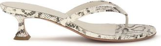 Amina Muaddi Gray Calf Leather Bos Taurus Flat Womens Sandals