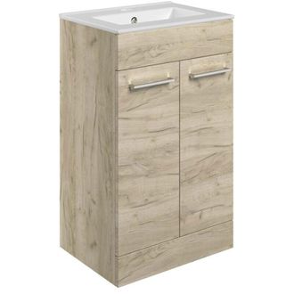 Signature Aalborg Floor Standing 2-Door Vanity Unit with Basin 510mm Wide - Oak
