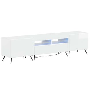 vidaXL Mobile Tv Led Breda 3 Pz Bianco Lucido Legno Ingegnerizzato Vidaxl