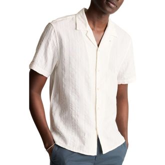 Bonobos Resort Riviera Braided Stripe Cotton Camp Shirt in Brilliant White Braided Stripe at Nordstrom Rack, Size Small
