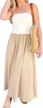 Blu Pepper Two Toned Midi Dress In Tan