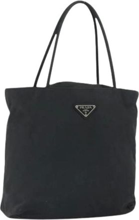 Prada Pre-owned Tote Bags, female, Black, Size: ONE SIZE Pre-owned Nylon Tote Bag