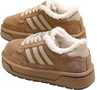 Generic Women Thick soled Velvet Board Shoes with Thick Velvet for Winter Anti slip Sports and Leisure Snow Boots (khaki,6.5)