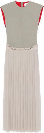 Ami Geplooide Jurk - Dames - Casual kleedjes - Grijs - S - Polyester - Kleedjes