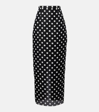 Khaite Winton polka-dot high-rise silk maxi skirt