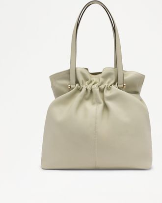 Russell & Bromley JESSIE Womens Light Green Leather Ruched Shoulder Tote Bag
