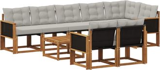 vidaXL Conjunto De Sof&aacute;s De Exterior 9 Uds. Natural Y Gris Claro Vidaxl