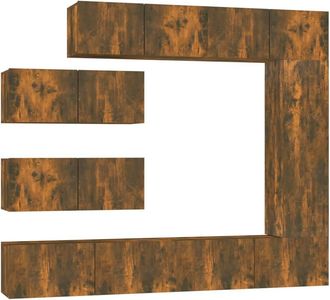 Berkfield Home 7 Piece TV Cabinet Set Smoked Oak Engineered Wood in Brown