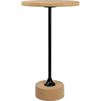 Jonathan Y Designs Calix Minimalist Round Pedestal End Table, Resin Iron Accent Drink Table for Living Room or Bedroom in Light Brown at Nordstrom