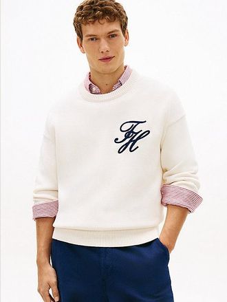 Tommy Hilfiger Logo Embroidery Chunky Crew Neck Jumper