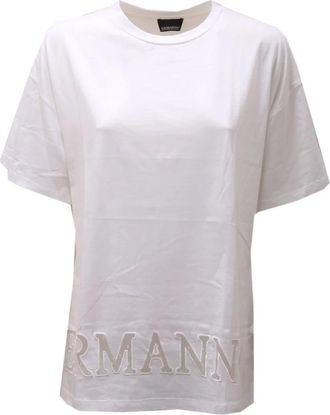 Ermanno Scervino Wit Katoenen T-Shirt - Dames - T-shirts - Wit - S - Katoen - Tops