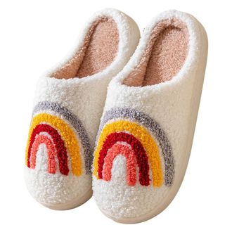 Generic Slippers for Women Fuzzy House Slip On Indoor Outdoor Bedroom Fleece Lined Cozy Slipper Winter Warm Soft Plush Cute Non-Slip Holiday Slippers Ladies C