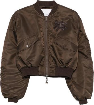 Cecilie Bahnsen Ruched-sleeve Cropped Bomber Jacket