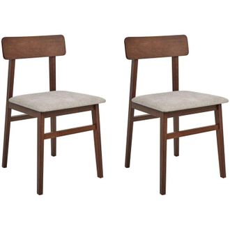 Beliani Set di 2 sedie da pranzo con seduta in tessuto Taupe e struttura in legno scuro Stacy