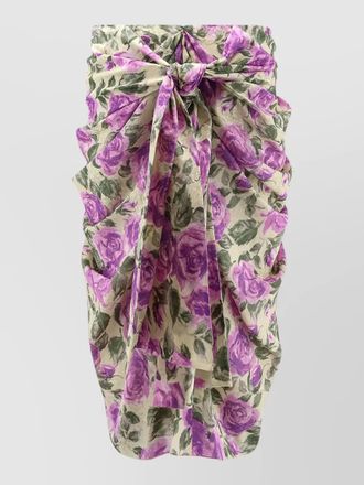 Chlo&eacute; silk skirt draped design midi length print