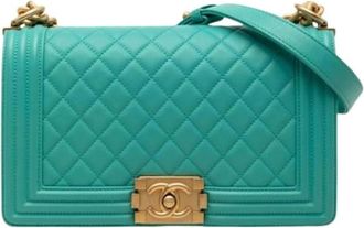 Chanel Pre-owned The Boy Flap - Dames - Vintage Schoudertas - Blauw - ONE Size - Leer - Vintage