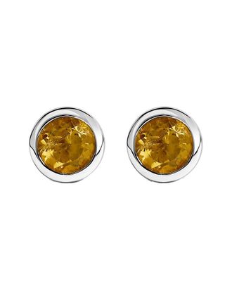 House of Brilliance Haus Of Brilliance Colorful Gemstones Silver 1.40 Ct. Tw. Lab-Grown Citrine Stud Earrings