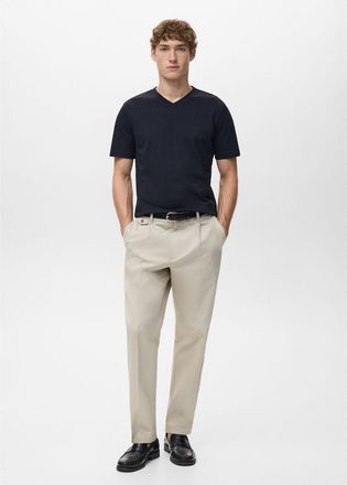 Mango Maglietta 100% cotone collo a V slim-fit navy - Uomo - XXL - MANGO MAN