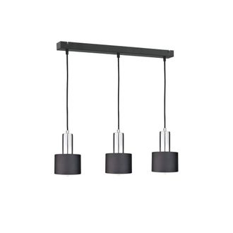 Netlighting Luce Bar Pendant Ceiling Light Black Silver 60cm 3x E27