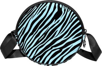 Generic Circle Crossbody Bag for Women, Zebra Stripes Small Sling Bag Daypack with Zipper Adjustable Shoulder Straps Casual Ladies Girls Round Purse