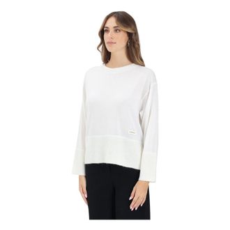 A|X Armani Exchange Round-neck Knitwear, female, White, XS, White Round Neck Jumper