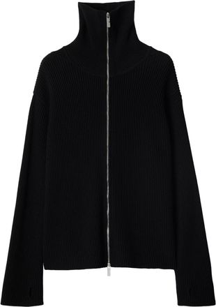 Burberry ribbed-knit cardigan - men - Polyester/Wool - M - Black