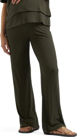 Ripe Cindy Rib Knit Maternity Pant in Khaki at Nordstrom, Size X-Large