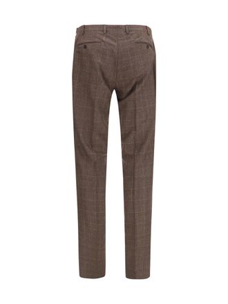 Germano Tone-on-Tone Checked Wool Trousers - Brown
