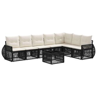 vidaXL Conjunto De Sof&aacute;s De Jard&iacute;n 8 Pcs Negro Y Blanco Crema Vidaxl
