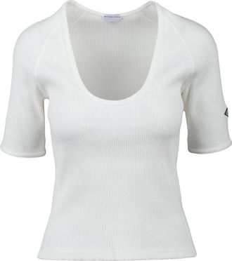 Bottega Veneta Maglia Cannettata - Dames - T-shirts - Wit - M - Katoen - Tops