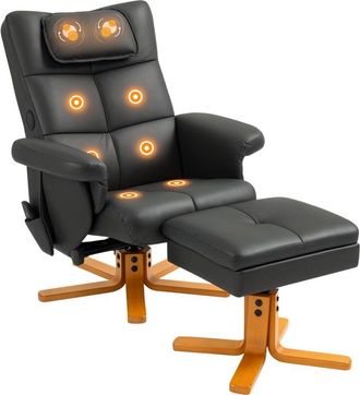 HOMCOM Homcom - Massage Recliner Chair with Footstool and Hidden Storage, Black